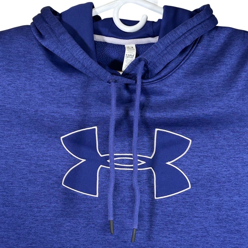 Under Armour ColdGear Storm Hoodie Purple Blue Heather Big Logo Pullover Small